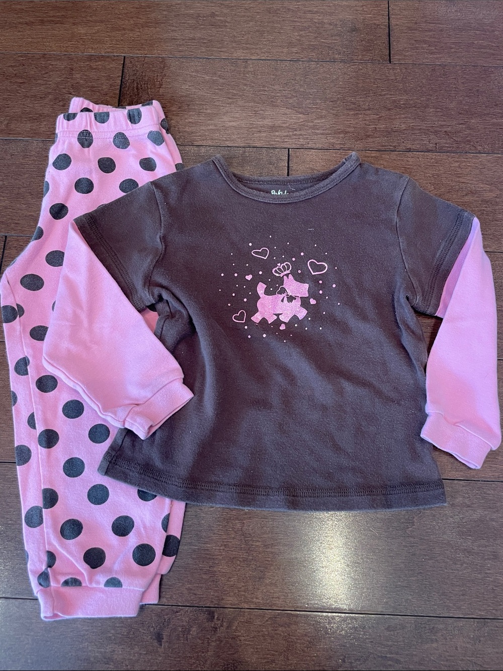 Toddler Two-Piece Pink & Brown Dog Pajama Set